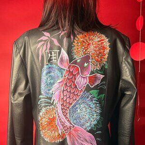 Vintage Japanese Art Leather Jacket: Wearable Canvas of Cool